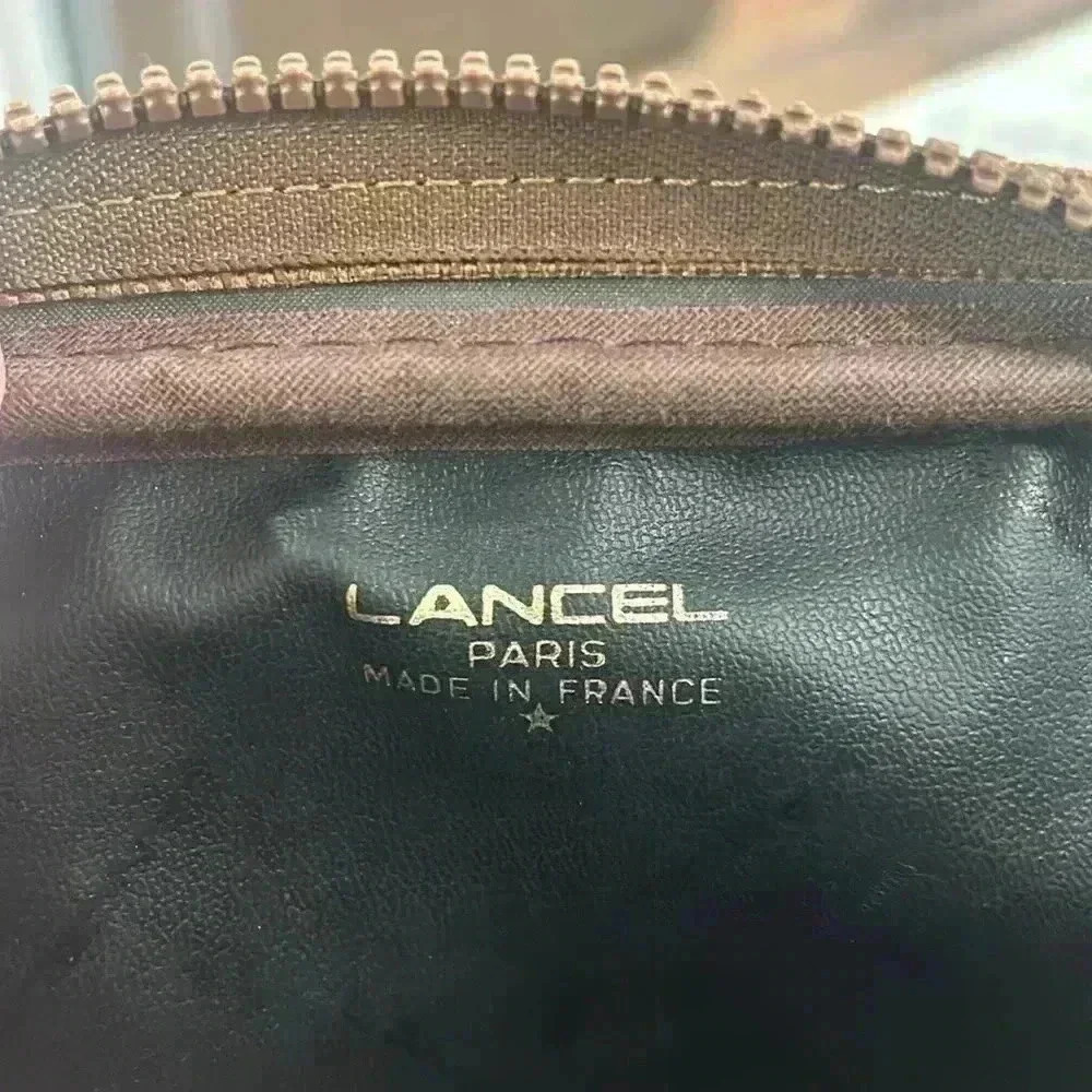 Lancel Paris Canvas Toiletry Dopp Bag Travel Camel Color Brown trim - Picture 4 of 12